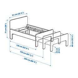 SLÄKT - Tempat tidur yg dpt dipanjangkan, putih, 80x200 cm