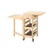 RESARÖ - Mobile drop-leaf table w storage, pine