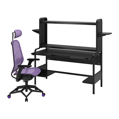 STYRSPEL/FREDDE gaming desk and chair, black/purple IKEA Indonesia