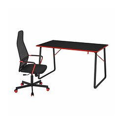 HUVUDSPELARE - Gaming desk and chair, black