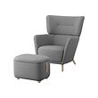 OSKARSHAMN - Wing chair with footstool, Tibbleby beige/grey