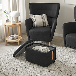 OSKARSHAMN - Footstool with storage, Gunnared black-grey
