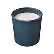 FRUKTSKOG - Scented candle in ceramic jar, Vetiver & geranium/black-turquoise, 50 hr