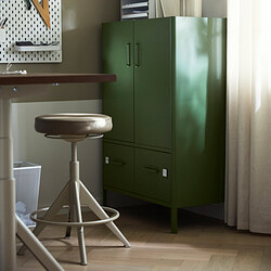 IDÅSEN - Cabinet with doors and drawers, dark green, 80x47x119 cm
