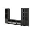 BRIMNES - TV storage combination/glass doors, black, 320x41x190 cm