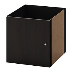 KALLAX - Sisipan dengan pintu, hitam-cokelat, 33x33 cm