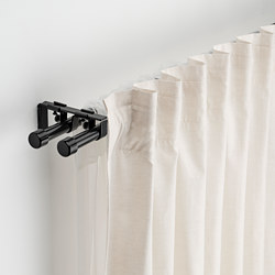 BEKRÄFTA - Double curtain rod set, black, 120-210 cm 19 mm