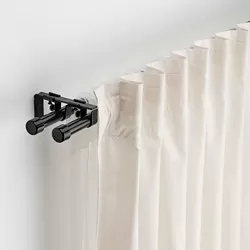 BEKRÄFTA - Set batang dua gorden, hitam, 120-210 cm 19 mm