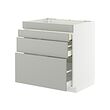 METOD/MAXIMERA - Base cab f hob/4 fronts/3 drawers, white/Havstorp light grey, 80x60x80 cm