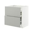 METOD/MAXIMERA - Kbnt dsr u kompor/2 bgn dpn/3 laci, putih/Havstorp abu-abu muda, 80x60x80 cm