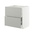METOD/MAXIMERA - Base cab f hob/2 fronts/2 drawers, white/Havstorp light grey, 80x60x80 cm