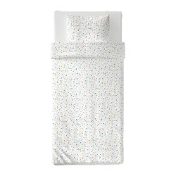 MÖJLIGHET - Sarung duvet dan sarung bantal, putih/pola mosaik, 150x200/50x80 cm