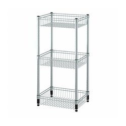 OMAR - Shelving unit with 3 baskets, galvanised, 46x36x94 cm