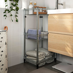 OMAR - Shelving unit with 3 baskets, galvanised, 46x36x94 cm