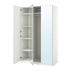 PAX/ÅHEIM - Kombinasi lemari pakaian, putih/cermin kaca, 150x60x236 cm