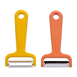 UPPFYLLD - Vegetable cutters, set of 2, bright yellow/bright orange