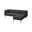 LILLEHEM - Sofa modular 3 seater+chaise longue, Gunnared/abu-abu tua logam