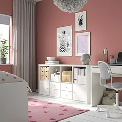 KALLAX - Unit rak dengan 4 sisipan, putih, 147x77 cm