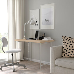 SPÄND/LINNMON - Desk, white stained oak effect/white, 100x60 cm