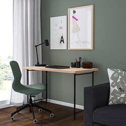 LAGKAPTEN/SPÄND - Desk, white stained oak effect/black, 120x60 cm