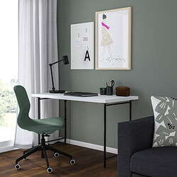 LAGKAPTEN/SPÄND - Desk, white/black, 120x60 cm