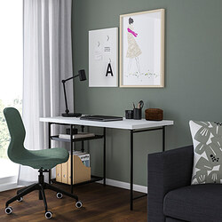 LAGKAPTEN/SPÄND - Desk, white/black, 120x60 cm
