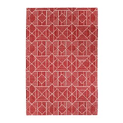 AVLOPPSBRUNN - Karpet, bulu tipis, merah geometris, 120x180 cm