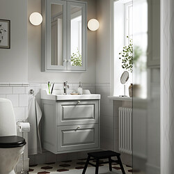TÄNNFORSEN - Mirror cabinet with doors, light grey, 60x15x95 cm