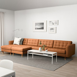 LANDSKRONA - 5-seat sofa, with chaise longues/Grann/Bomstad golden-brown/wood