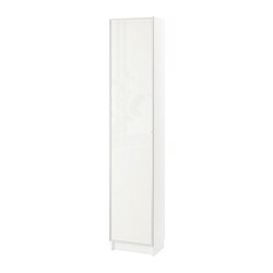 BILLY/HÖGBO - Bookcase combination w glass doors, white, 40x30x202 cm