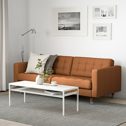 LANDSKRONA - 3-seat sofa, Grann/Bomstad golden-brown/metal