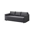 FRIHETEN - Sofa tempat tidur 3 dudukan, Skiftebo abu-abu tua