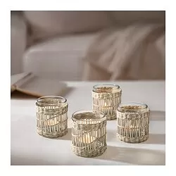 SLIPPRIG - Tealight holder, handmade sedge