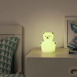 TÖVÄDER - LED night light, bear battery-operated