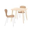 ÄLVSTA/LISABO - Table and 2 chairs, ash veneer/rattan white, 88x78 cm