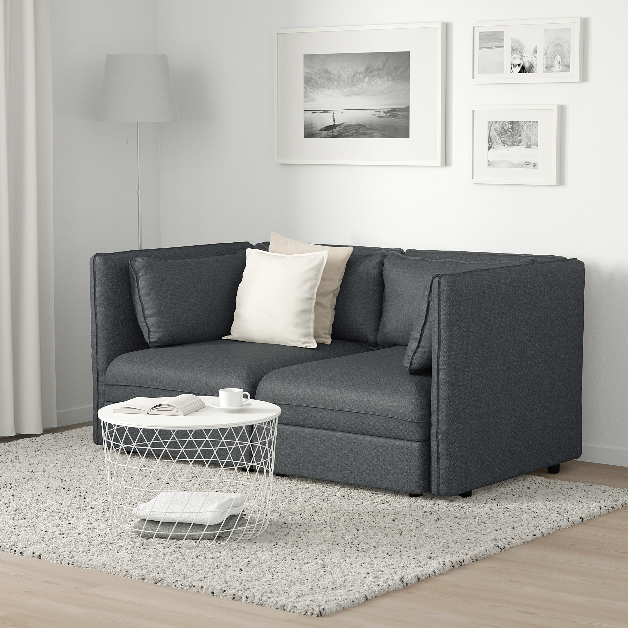 VALLENTUNA Sofa  modular 2 dudukan Hillared abu  abu  tua  