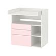 SMÅSTAD - Changing table, white pale pink/with 3 drawers, 90x79x100 cm