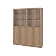 BILLY/OXBERG - Kombin rak buku dg panel/pintu kaca, efek kayu oak, 160x30x202 cm
