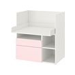 SMÅSTAD - Meja, putih merah muda pucat/dengan 2 laci, 90x79x100 cm
