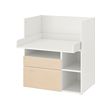 SMÅSTAD - Meja, putih kayu birch/dengan 2 laci, 90x79x100 cm