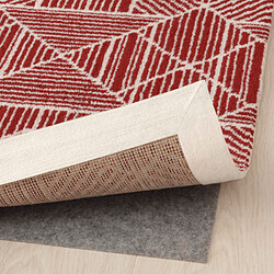 AVLOPPSBRUNN - Karpet, bulu tipis, merah geometris, 120x180 cm