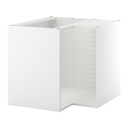 METOD - Rangka kabinet dasar sudut, putih, 88x60x80 cm
