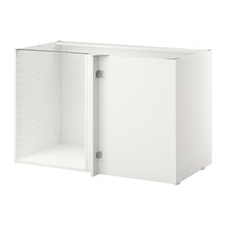 METOD - Rangka kabinet dasar sudut, putih, 128x68x80 cm