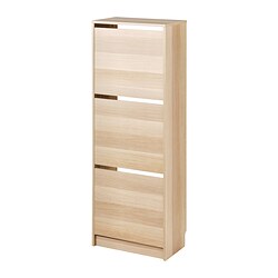 BISSA shoe cabinet with 3 compartments, white, 49x28x135 cm