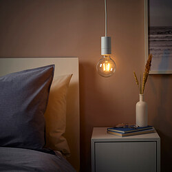 LUNNOM/SUNNEBY - Lampu gantung dengan bohlam, putih/bulat bening