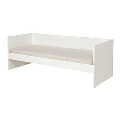 VIHALS - Tempat tidur siang dengan 1 kasur, putih/Vannareid ekstra keras, 80x200 cm