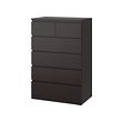 MALM - Chest of 6 drawers, black-brown, 80x123 cm
