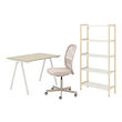 TROTTEN/FLINTAN/EKENABBEN - Desk and storage combination, and swivel chair beige/white