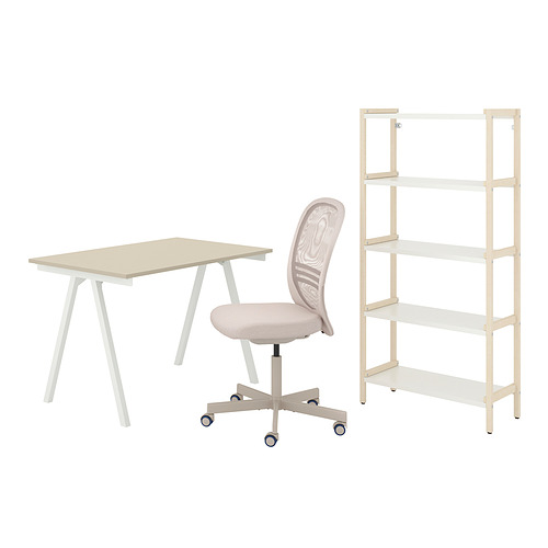 TROTTEN/FLINTAN/EKENABBEN desk and storage combination, and swivel