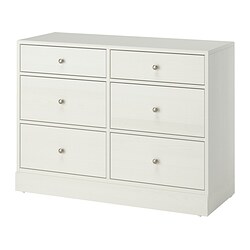HAVSTA - Chest of 6 drawers, white, 121x47x89 cm